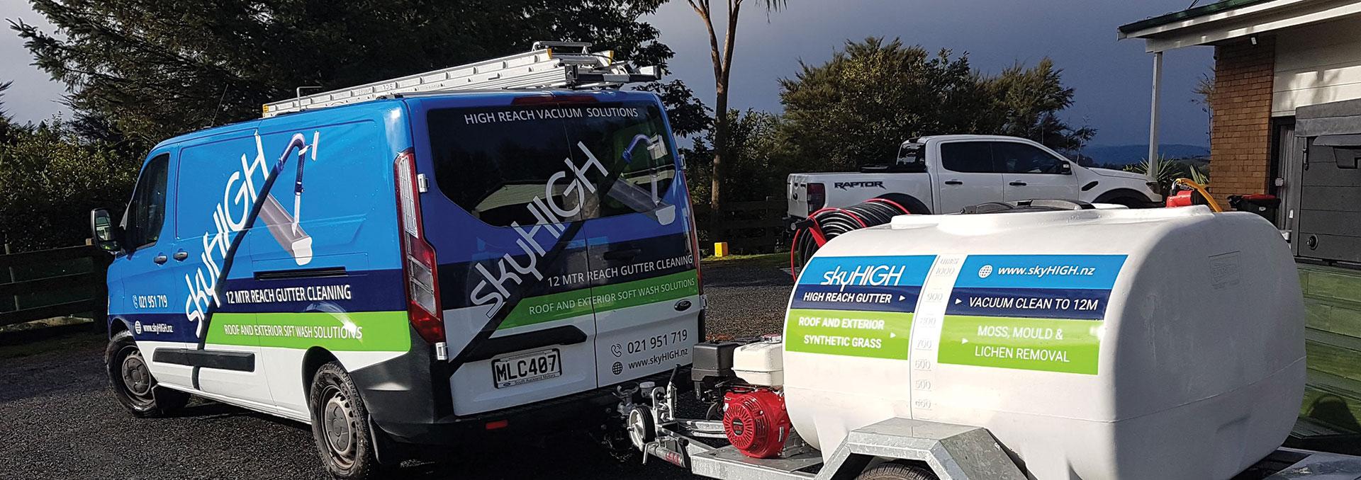 Gutter Cleaning Auckland to Coromandel 12mtr Reach Sky High